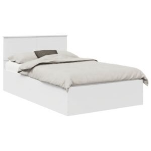 Bed Frame with Headboard White 135 x 190 cm Engineered Wood