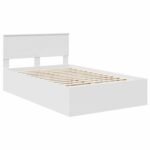 Bed Frame with Headboard White 135 x 190 cm Engineered Wood