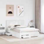 Bed Frame with Headboard White 150 x 200 cm Engineered Wood