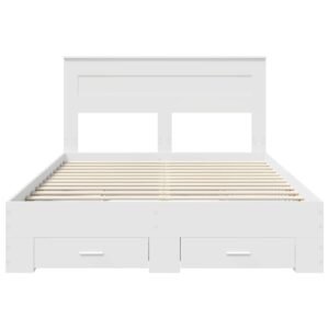 Bed Frame with Headboard White 150 x 200 cm Engineered Wood