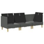 Living Room Furniture Set with Cushion 3 pcs Dark Grey Fabric