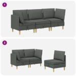 Living Room Furniture Set with Cushion 3 pcs Dark Grey Fabric