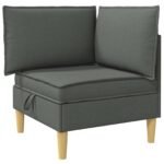Living Room Furniture Set with Cushion 4 pcs Dark Grey Fabric