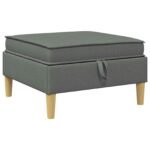 Living Room Furniture Set with Cushion 4 pcs Dark Grey Fabric