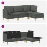 Living Room Furniture Set with Cushion 4 pcs Dark Grey Fabric