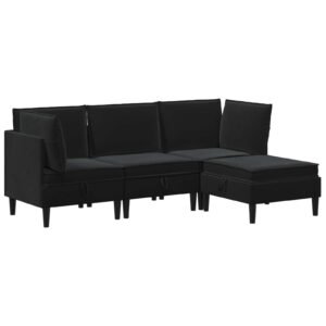 Living Room Furniture Set with Cushion 4 pcs Black Velvet