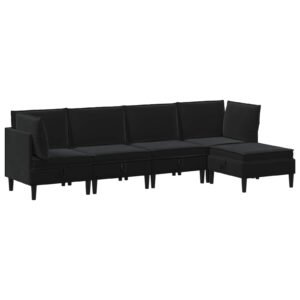 Living Room Furniture Set with Cushion 5 pcs Black Velvet