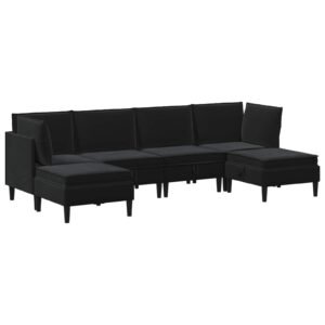 Living Room Furniture Set with Cushion 6 pcs Black Velvet