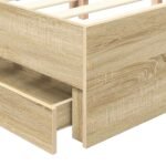 Bed Frame with Drawer Sonoma Oak 135 x 190 cm Engineered Wood