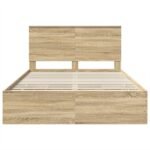 Bed Frame with Drawer Sonoma Oak 135 x 190 cm Engineered Wood