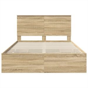 Bed Frame with Drawer Sonoma Oak 135 x 190 cm Engineered Wood