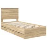 Bed Frame with Drawer Sonoma Oak 90 x 190 cm Engineered Wood