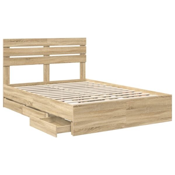 Bed Frame with Drawer Sonoma Oak 150 x 200 cm Engineered Wood