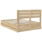 Bed Frame with Drawer Sonoma Oak 150 x 200 cm Engineered Wood