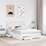 Bed Frame with Drawer with Headboard Manual Engineered Wood