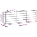 Planter Green 240 x 40 x 75 cm Steel