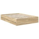 Bed Frame with Drawer Sonoma Oak 135 x 190 cm Engineered Wood