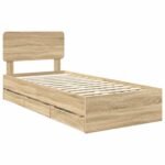 Bed Frame with Drawer Sonoma Oak 90 x 190 cm Engineered Wood