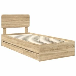 Bed Frame with Drawer Sonoma Oak 90 x 190 cm Engineered Wood
