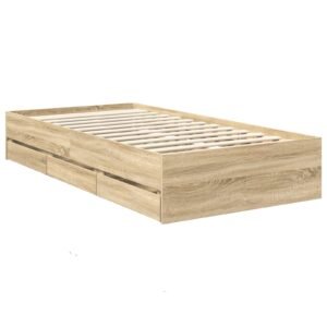 Bed Frame with Drawer Sonoma Oak 90 x 190 cm Engineered Wood