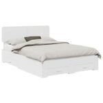 Bed Frame with Headboard White 150 x 200 cm Engineered Wood