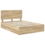 Bed Frame with Drawer Sonoma Oak 150 x 200 cm Engineered Wood