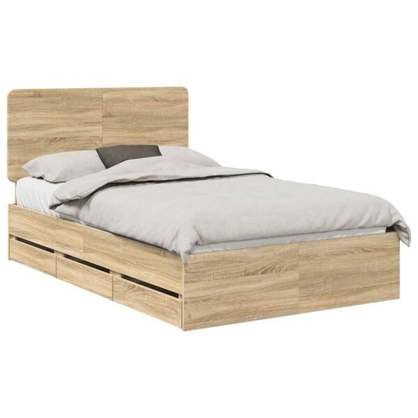 Bed Frame with Drawer Sonoma Oak 135 x 190 cm Engineered Wood