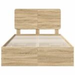 Bed Frame with Drawer Sonoma Oak 135 x 190 cm Engineered Wood