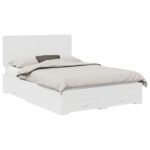 Bed Frame with Headboard White 150 x 200 cm Engineered Wood