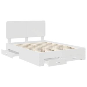 Bed Frame with Headboard White 150 x 200 cm Engineered Wood