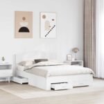 Bed Frame with Headboard White 150 x 200 cm Engineered Wood