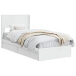 Bed Frame with Storage and Headboard White 90 x 190 cm