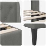 Bed Frame with Headboard Dark Grey Velvet