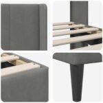 Bed Frame with Headboard Dark Grey 90 x 190 cm Velvet