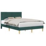 Bed Frame with Headboard Dark Grey Fabric