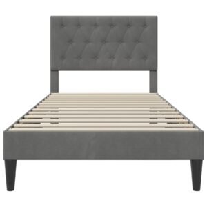Bed Frame with Headboard Dark Grey 90 x 190 cm Velvet