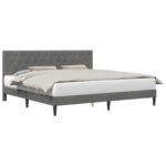 Bed Frame with Headboard Dark Grey 180 x 200 cm Velvet