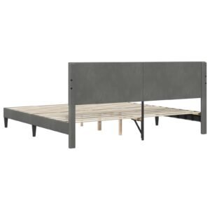 Bed Frame with Headboard Dark Grey 180 x 200 cm Velvet