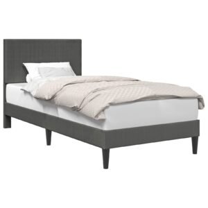 Bed Frame with Headboard Dark Grey 90 x 190 cm Corduroy Fabric