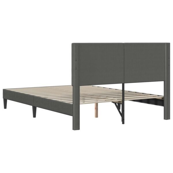 Bed Frame with Headboard Dark Grey 137 x 190 cm Corduroy Fabric