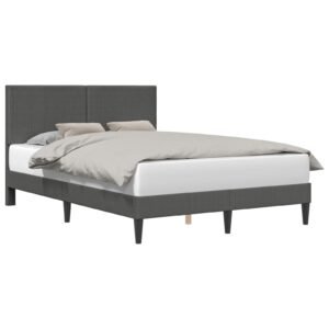 Bed Frame with Headboard Dark Grey 153 x 203 cm Corduroy Fabric