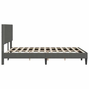 Bed Frame with Headboard Dark Grey 153 x 203 cm Corduroy Fabric