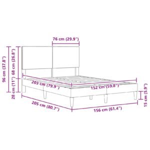 Bed Frame with Headboard Dark Grey 153 x 203 cm Corduroy Fabric