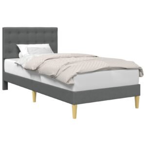 Bed Frame with Headboard Dark Grey 90 x 190 cm Fabric