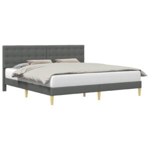 Bed Frame with Headboard Dark Grey 180 x 200 cm Fabric