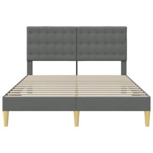 Bed Frame with Headboard Dark Grey Fabric