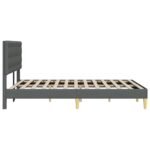 Bed Frame with Headboard Dark Grey Fabric