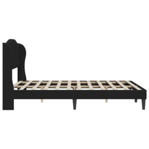 Bed Frame with Headboard Black 153 x 203 cm Faux Leather