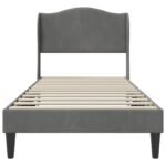 Bed Frame with Headboard Dark Grey 90 x 190 cm Velvet