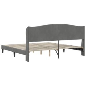 Bed Frame with Headboard Dark Grey 180 x 200 cm Velvet